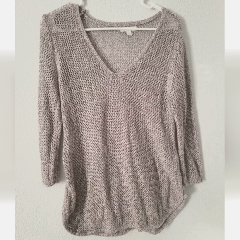 Women's New York & Company Pink/brown Mid-Length Sleeve Sweater Sz M